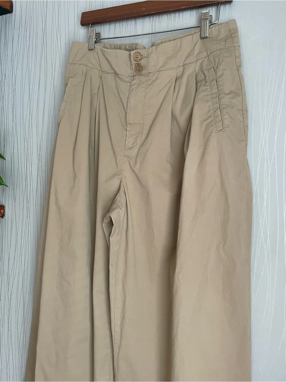 Maeve by Anthropologie Khaki Wide Leg Pants Women’s Size 10 Pleated High Rise - Picture 4 of 12